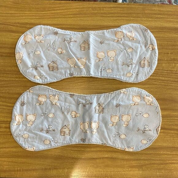 Infant Blanket and 2 Matching Burp Cloths Blue Gray - Picture 2 of 2